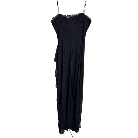 Alex Evenings Maxi Spaghetti Strap Y2K Little Black Dress Sz 10 Fairy Goth - Picture 5 of 9